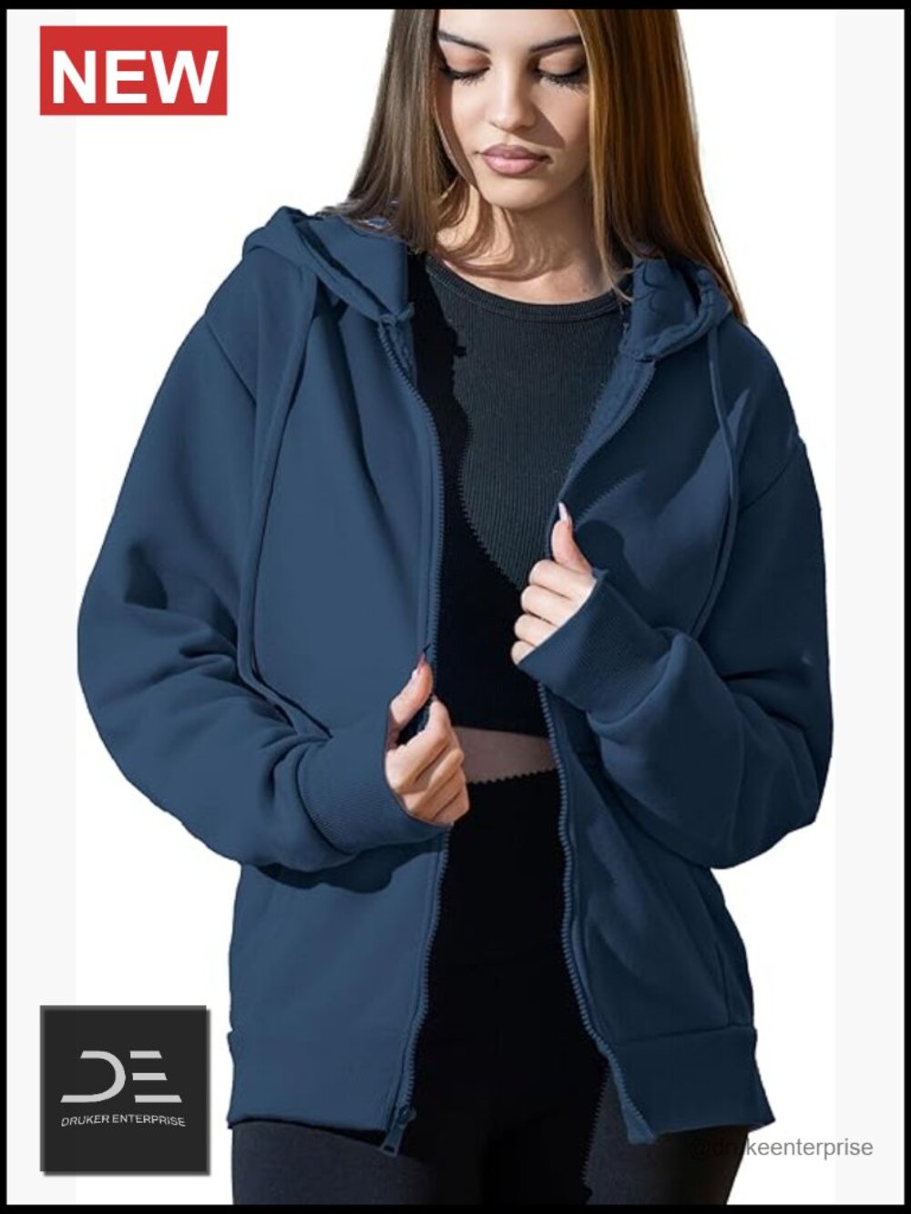 Soft Fleece Cotton Blend Oversized Zip Up Hoodie